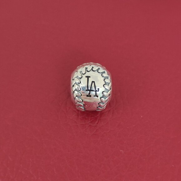 Pandora Los Angeles Dodgers Engraved Baseball Charm S925 Silver with box - Picture 1 of 7